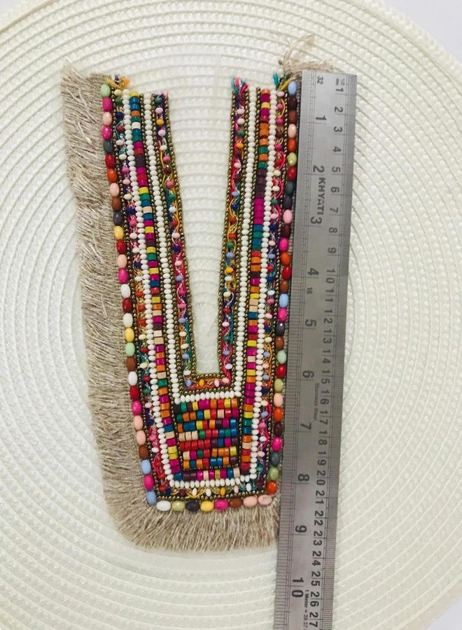 ANIDA Embroidery Premium V Neck patch for kurti Sewing On Applique for Clothes, Jackets, Jean's, Blouse, Saree, Dress Decoration Sewing Decal Badge Handmade DIY Fabric packig 1 pieces colour multicolour (STYLE 12) - Image 3